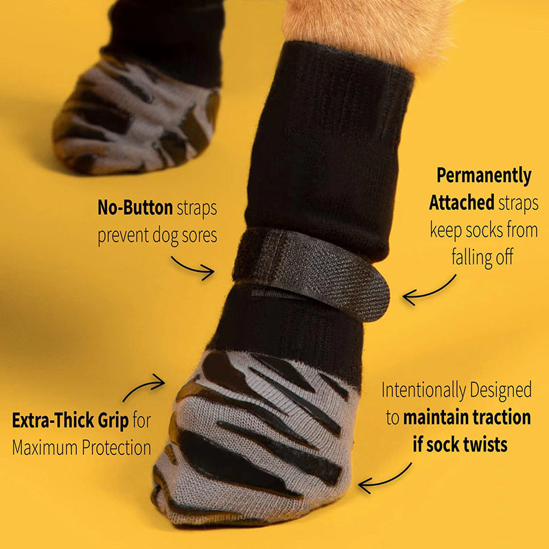 Buddies Non-Slip Dog Socks (Set of 4) — Anti-Slip Grip Socks for Hardwood & Tile Floors | Senior, Knuckling & Post-Op Support