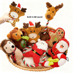 Buddies Christmas Squeaky Dog Toys | Plush Santa, Snowman, Gingerbread & Rope Knot Chew Toys