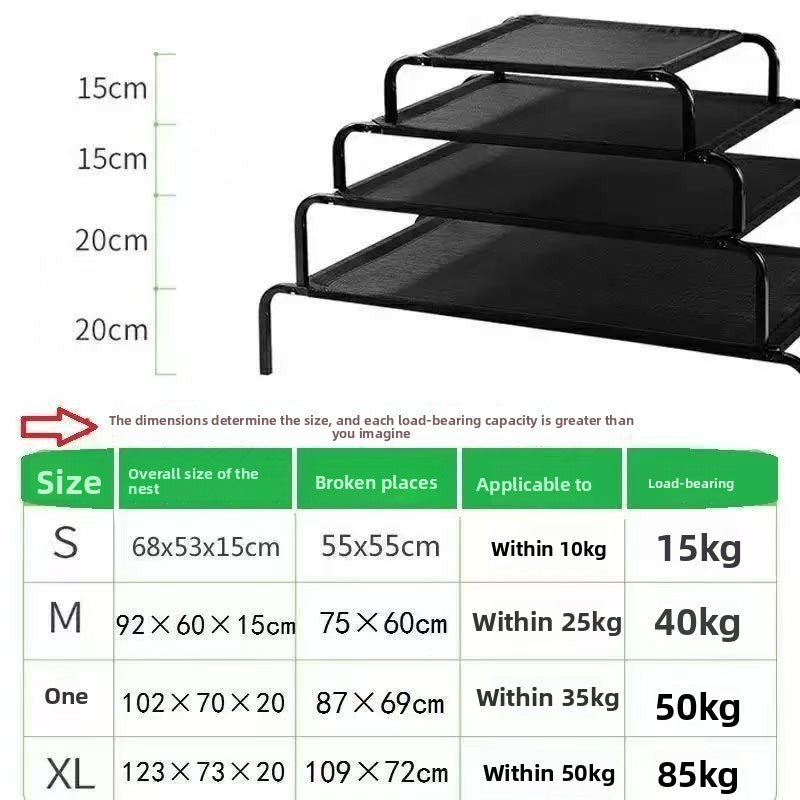 Buddies Elevated Dog Bed — Raised Breathable Camp Bed with Removable Washable Cover (S–XL, up to 100kg) | Folds Flat