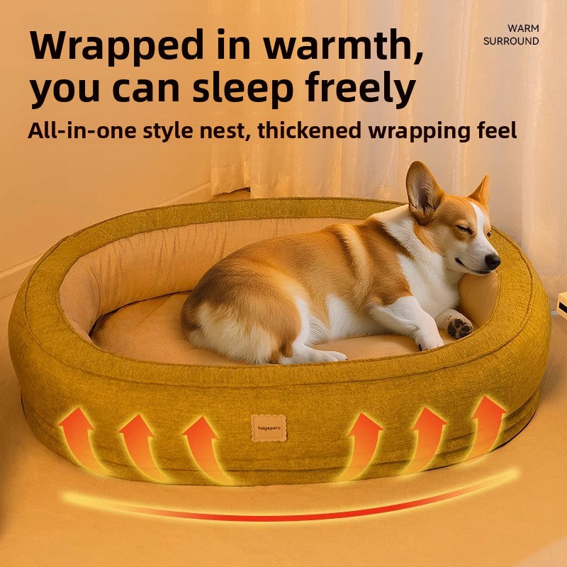 Buddies Thickened Dog Bed — Deep-Filled Bolster Bed with Raised Neck Support for Senior & Arthritic Dogs | All-Season, Wipe Clean