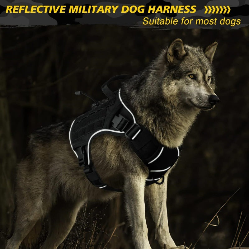 Buddies Tactical Dog Harness | Padded MOLLE Vest with Grab Handle for Medium & Large Dogs (S to XL)