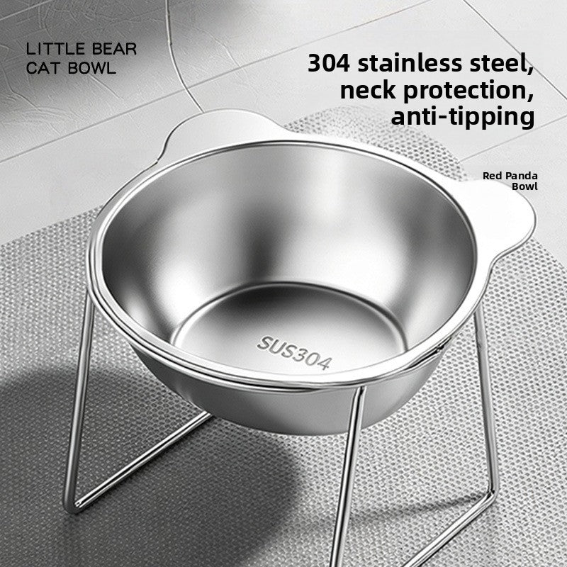 Buddies Tilted Stainless Steel Dog Bowl | Raised Neck-Friendly Stand in 304 Steel for Small Dogs