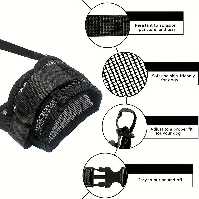 Buddies Adjustable Dog Muzzle — Lightweight Safety Muzzle for Vet Visits, Grooming & Scavenging | Allows Panting & Drinking (S–XXL)