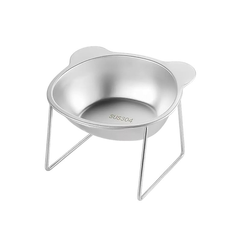 Buddies Tilted Stainless Steel Dog Bowl | Raised Neck-Friendly Stand in 304 Steel for Small Dogs