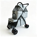 Buddies Double-Layer Dog Stroller — Detachable Two-Tier Pet Pram with Mesh Ventilation | Foldable Metal Frame