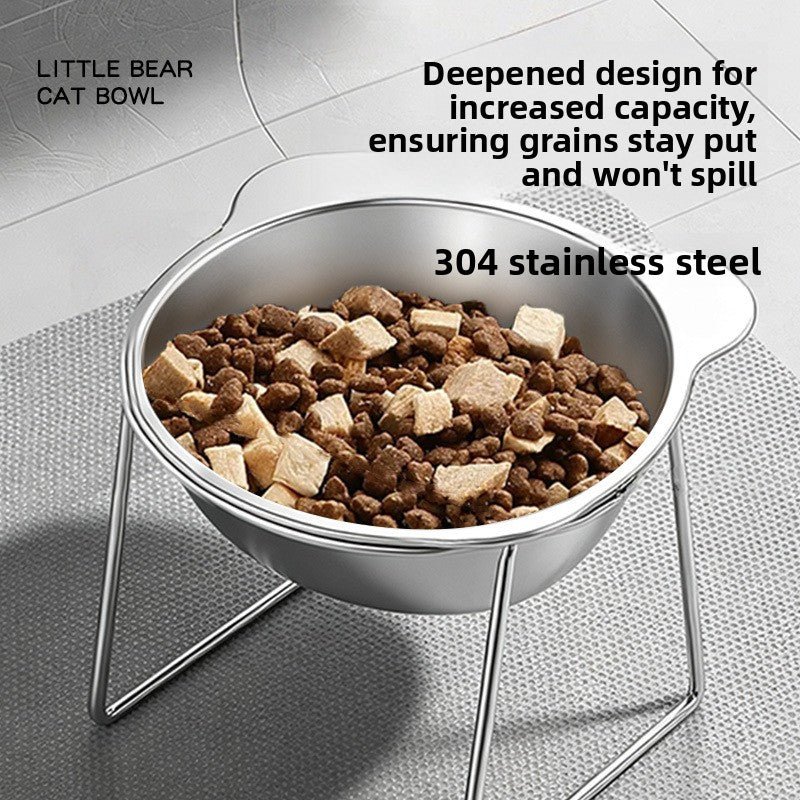 Buddies Tilted Stainless Steel Dog Bowl | Raised Neck-Friendly Stand in 304 Steel for Small Dogs