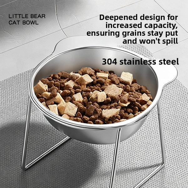 Buddies Tilted Stainless Steel Dog Bowl | Raised Neck-Friendly Stand in 304 Steel for Small Dogs
