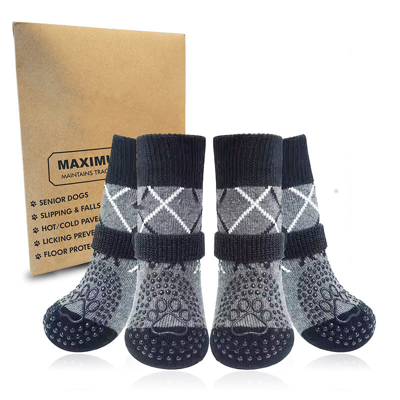 Buddies Non-Slip Dog Socks (Set of 4) — Anti-Slip Grip Socks for Hardwood & Tile Floors | Senior, Knuckling & Post-Op Support
