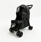 Buddies Double-Layer Dog Stroller — Detachable Two-Tier Pet Pram with Mesh Ventilation | Foldable Metal Frame