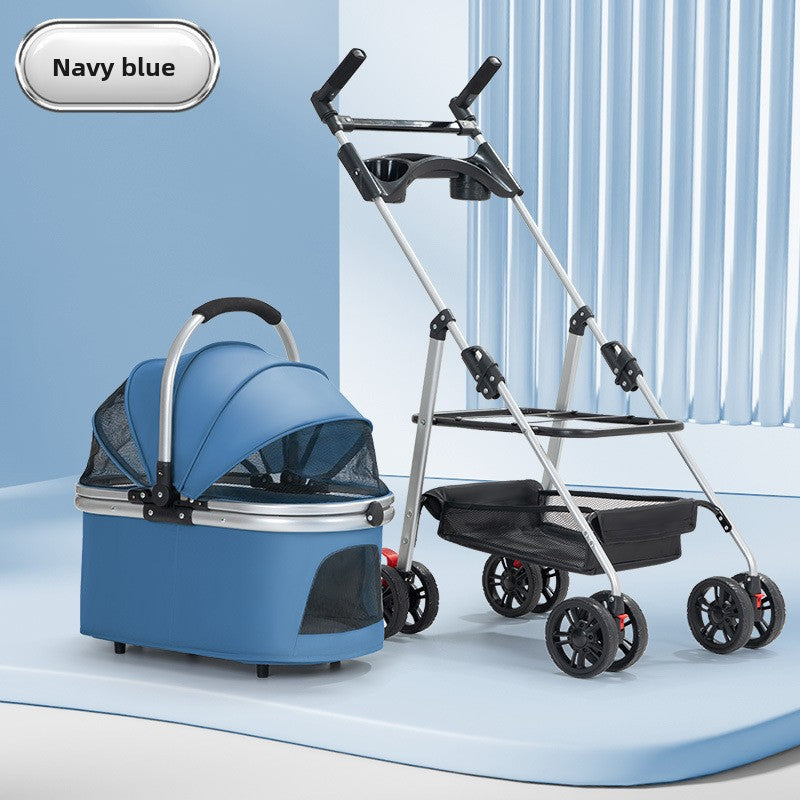 Buddies Dog Stroller — Foldable 4-Wheel Pet Cart for Senior, Injured & Tiring Dogs | Sturdy Metal Frame, Spacious Interior