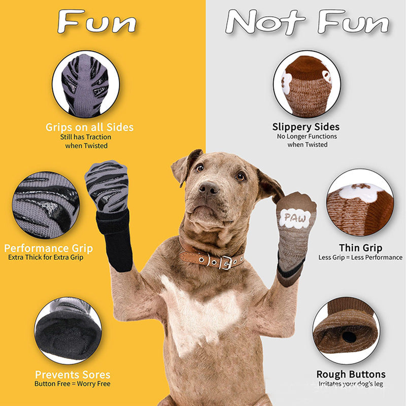 Buddies Non-Slip Dog Socks (Set of 4) — Anti-Slip Grip Socks for Hardwood & Tile Floors | Senior, Knuckling & Post-Op Support
