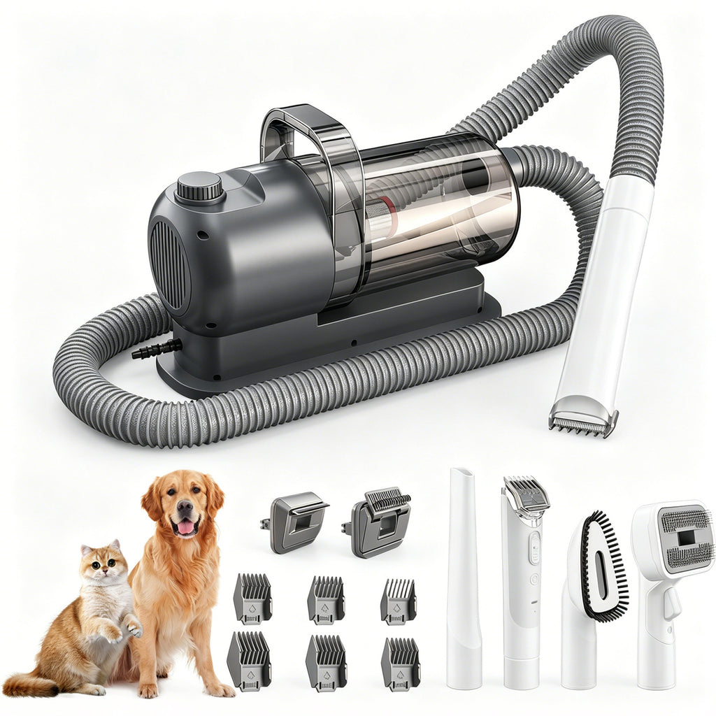 Buddies Dog Grooming Vacuum Kit — Low-Noise Clipper & Suction Grooming System | Collects Loose Hair, Adjustable Speeds