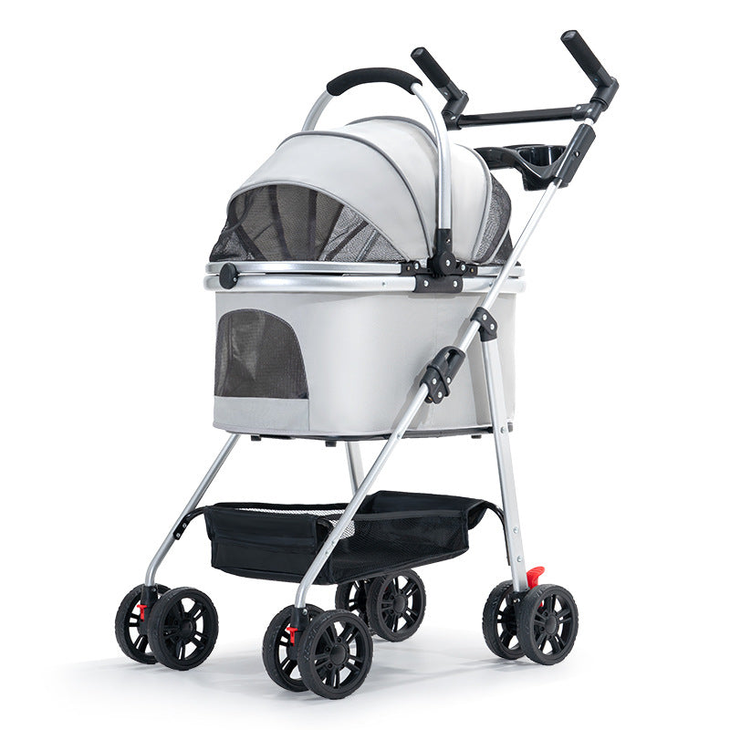 Buddies Dog Stroller — Foldable 4-Wheel Pet Cart for Senior, Injured & Tiring Dogs | Sturdy Metal Frame, Spacious Interior