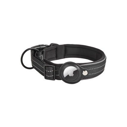 Buddies Padded Dog Collar with Tracker Holder | Reflective Collar with Built-In AirTag Case (S to XL)