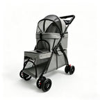 Buddies Double-Layer Dog Stroller — Detachable Two-Tier Pet Pram with Mesh Ventilation | Foldable Metal Frame