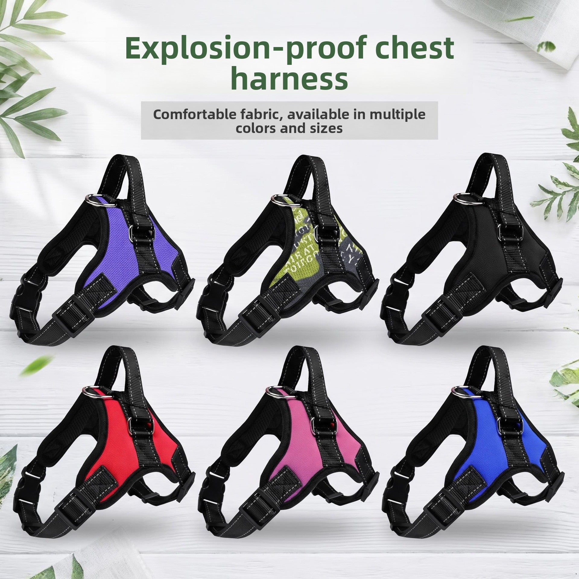 Buddies No-Choke Dog Harness — Breathable Chest Harness for Pullers & Flat-Faced Breeds (XS–XL, 5–95kg) | Anti-Choke, Adjustable