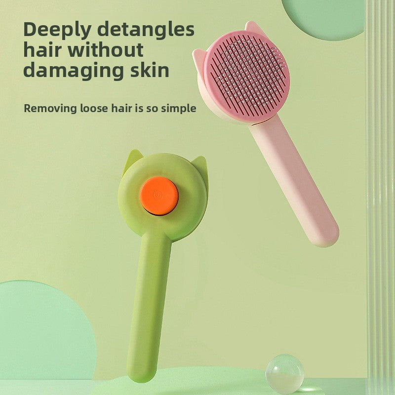 Self-Cleaning Pet Grooming Comb — Cat & Dog Deshedding Brush