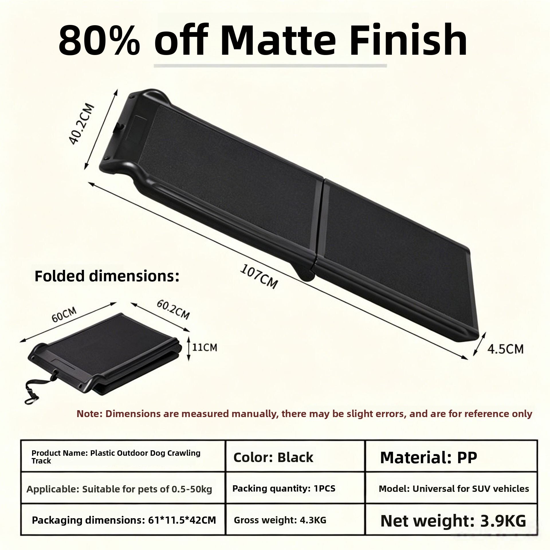 Buddies Folding Dog Ramp — Portable Non-Slip Car Boot Ramp for Senior, Injured & Large Dogs | Lightweight Aluminium, Folds Flat