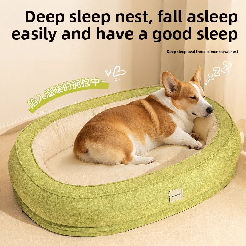 Buddies Thickened Dog Bed — Deep-Filled Bolster Bed with Raised Neck Support for Senior & Arthritic Dogs | All-Season, Wipe Clean