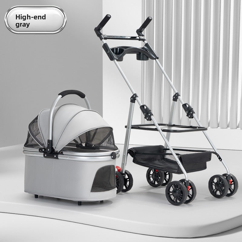 Buddies Dog Stroller — Foldable 4-Wheel Pet Cart for Senior, Injured & Tiring Dogs | Sturdy Metal Frame, Spacious Interior