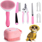 Buddies 7-Piece Dog Grooming Set — Stainless Steel De-Shedding Comb, Flea Comb, Nail Cutter & Bath Brush | Complete Home Kit
