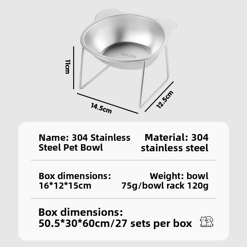 Buddies Tilted Stainless Steel Dog Bowl | Raised Neck-Friendly Stand in 304 Steel for Small Dogs