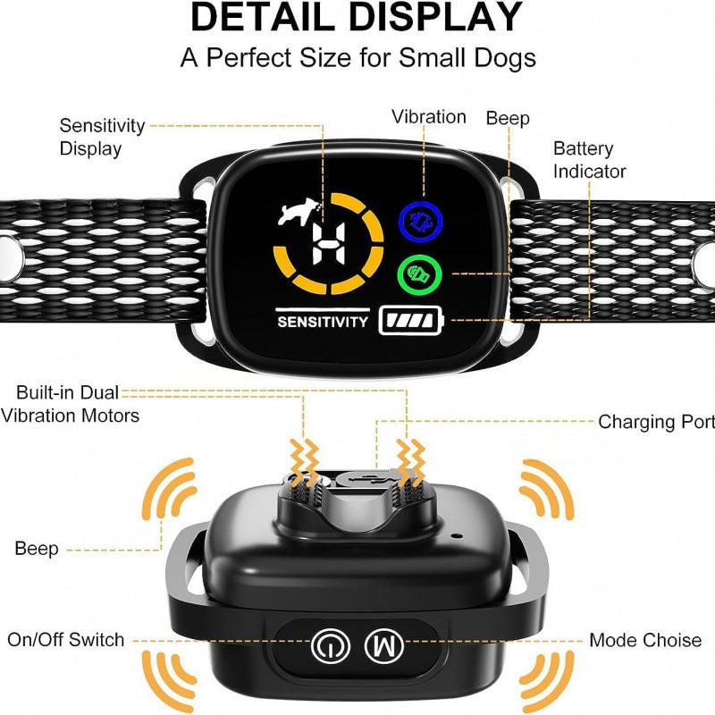 Buddies Vibration Dog Training Collar — Vibration-Only Bark Trainer with Colour Screen | No Shock Mode, Adjustable Intensity