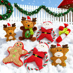 Buddies Christmas Squeaky Dog Toys | Plush Santa, Snowman, Gingerbread & Rope Knot Chew Toys