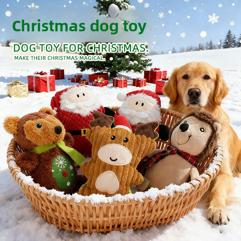 Buddies Christmas Squeaky Dog Toys | Plush Santa, Snowman, Gingerbread & Rope Knot Chew Toys