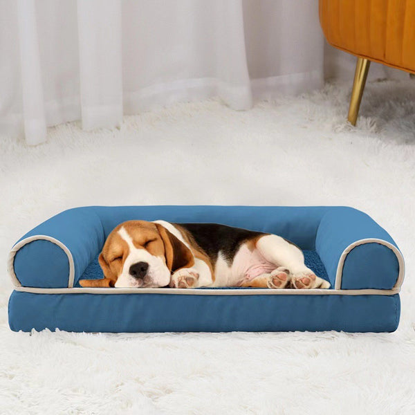 Buddies Bolster Sofa Dog Bed | Supportive Sponge Base with Raised Neck Pillow, Washable (S to XXL)