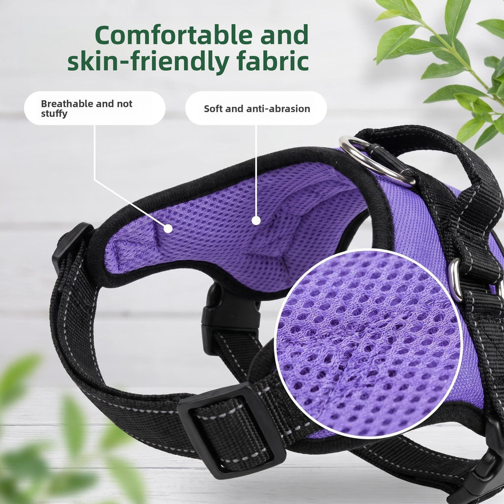 Buddies No-Choke Dog Harness — Breathable Chest Harness for Pullers & Flat-Faced Breeds (XS–XL, 5–95kg) | Anti-Choke, Adjustable