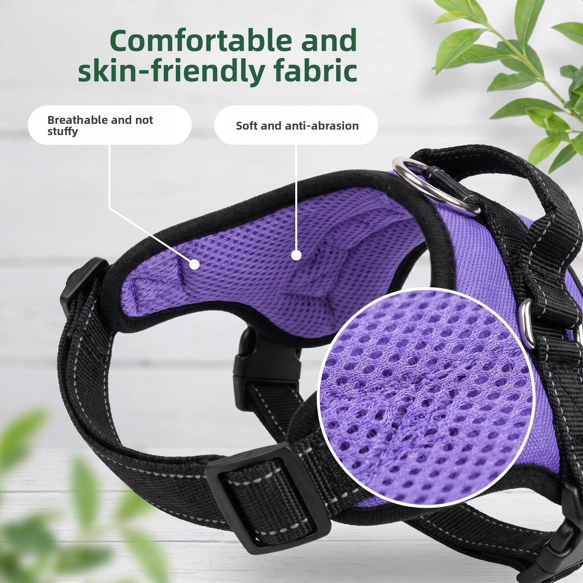 Buddies No-Choke Dog Harness — Breathable Chest Harness for Pullers & Flat-Faced Breeds (XS–XL, 5–95kg) | Anti-Choke, Adjustable