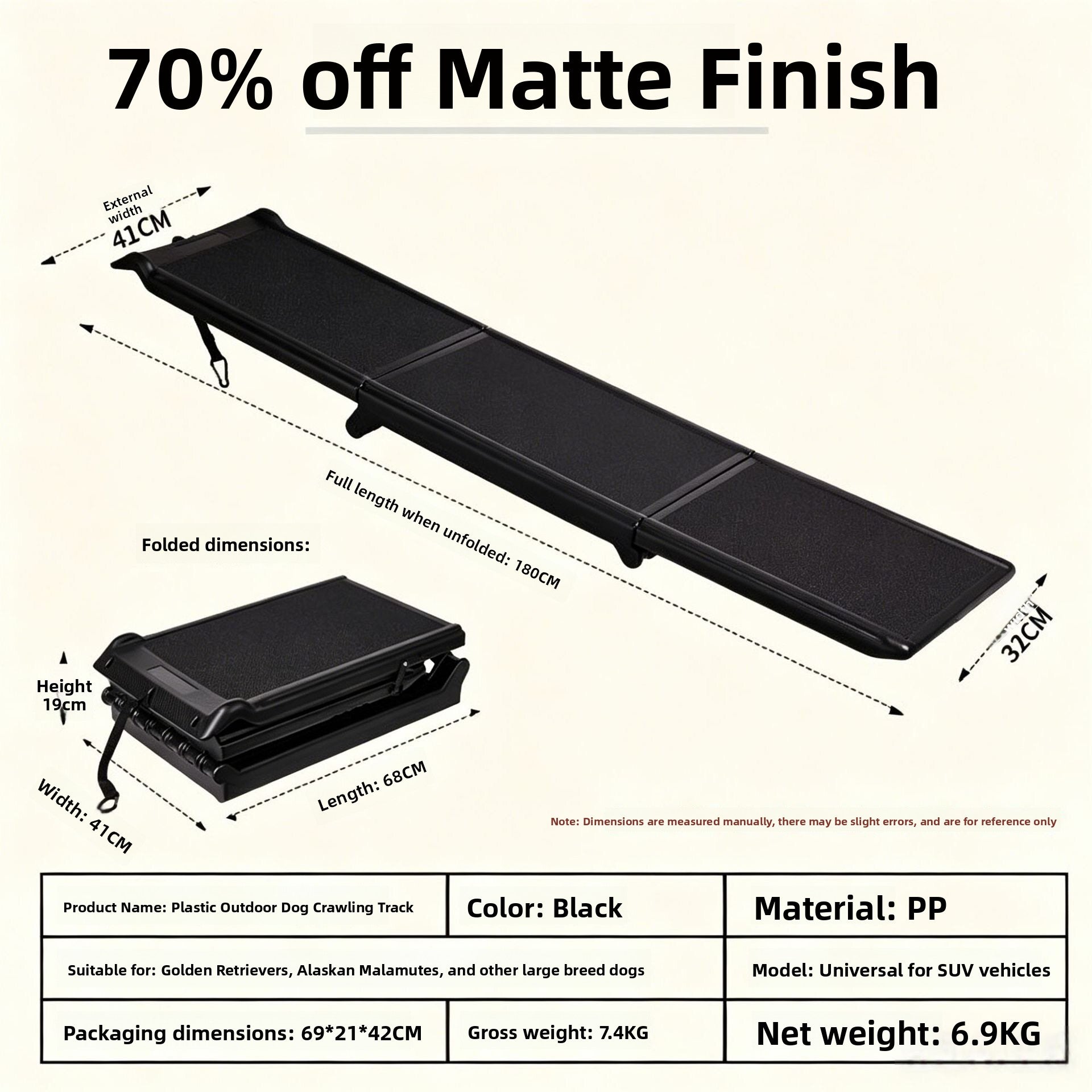 Buddies Folding Dog Ramp — Portable Non-Slip Car Boot Ramp for Senior, Injured & Large Dogs | Lightweight Aluminium, Folds Flat