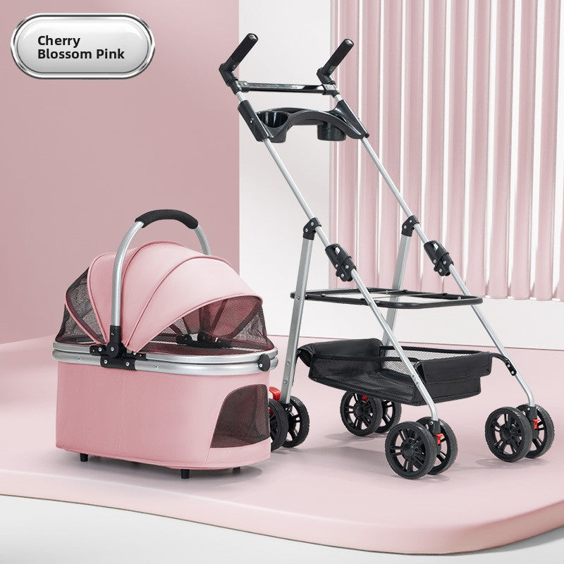 Buddies Dog Stroller — Foldable 4-Wheel Pet Cart for Senior, Injured & Tiring Dogs | Sturdy Metal Frame, Spacious Interior