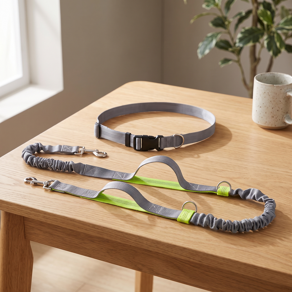 Hands-Free Bungee Dog Running Leash with Waist Belt