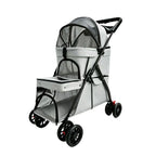 Buddies Double-Layer Dog Stroller — Detachable Two-Tier Pet Pram with Mesh Ventilation | Foldable Metal Frame