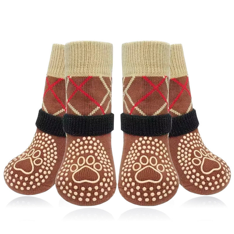 Buddies Non-Slip Dog Socks (Set of 4) — Anti-Slip Grip Socks for Hardwood & Tile Floors | Senior, Knuckling & Post-Op Support
