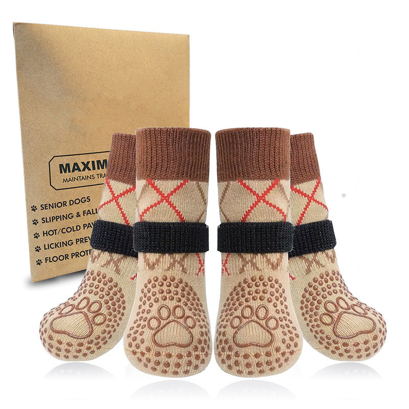 Buddies Non-Slip Dog Socks (Set of 4) — Anti-Slip Grip Socks for Hardwood & Tile Floors | Senior, Knuckling & Post-Op Support