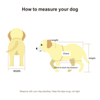 How to measure your dog for a Buddies wheelchair: chest girth, length, height, width and front-to-back leg distance