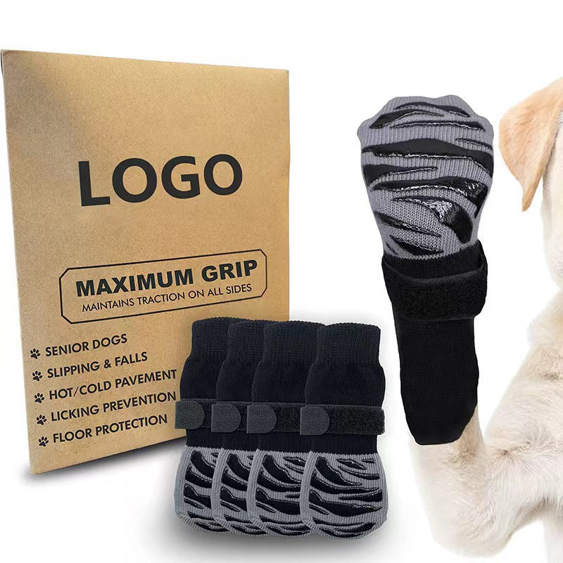 Buddies Non-Slip Dog Socks (Set of 4) — Anti-Slip Grip Socks for Hardwood & Tile Floors | Senior, Knuckling & Post-Op Support