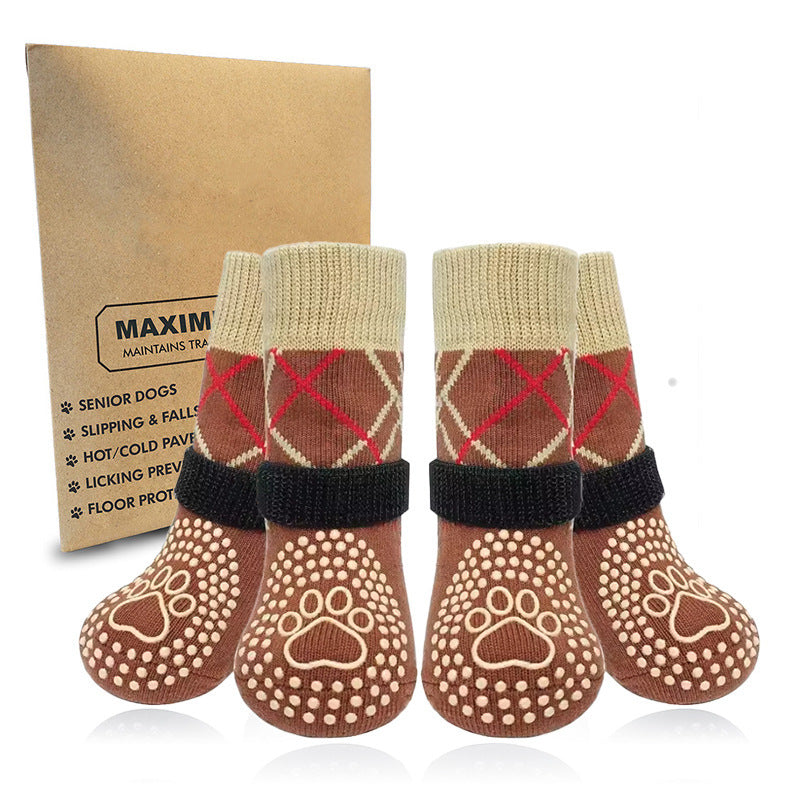 Buddies Non-Slip Dog Socks (Set of 4) — Anti-Slip Grip Socks for Hardwood & Tile Floors | Senior, Knuckling & Post-Op Support