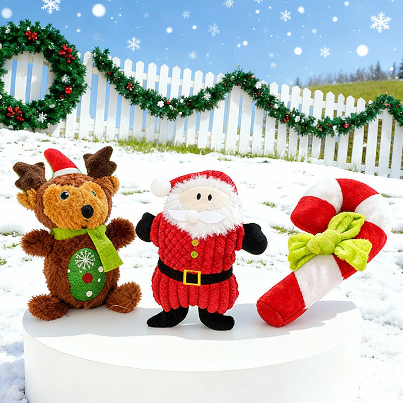 Buddies Christmas Squeaky Dog Toys | Plush Santa, Snowman, Gingerbread & Rope Knot Chew Toys