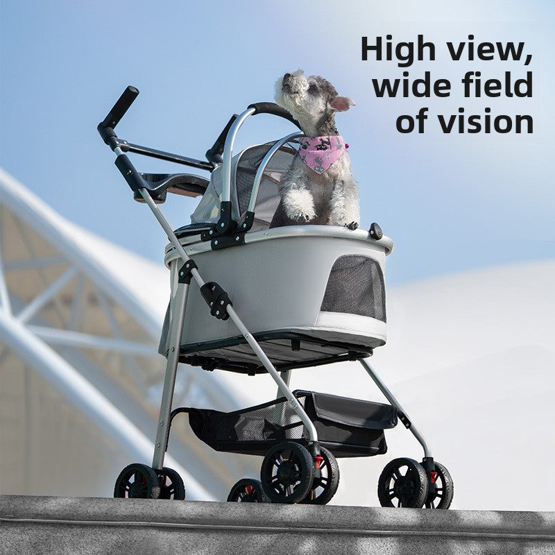 Buddies Dog Stroller — Foldable 4-Wheel Pet Cart for Senior, Injured & Tiring Dogs | Sturdy Metal Frame, Spacious Interior