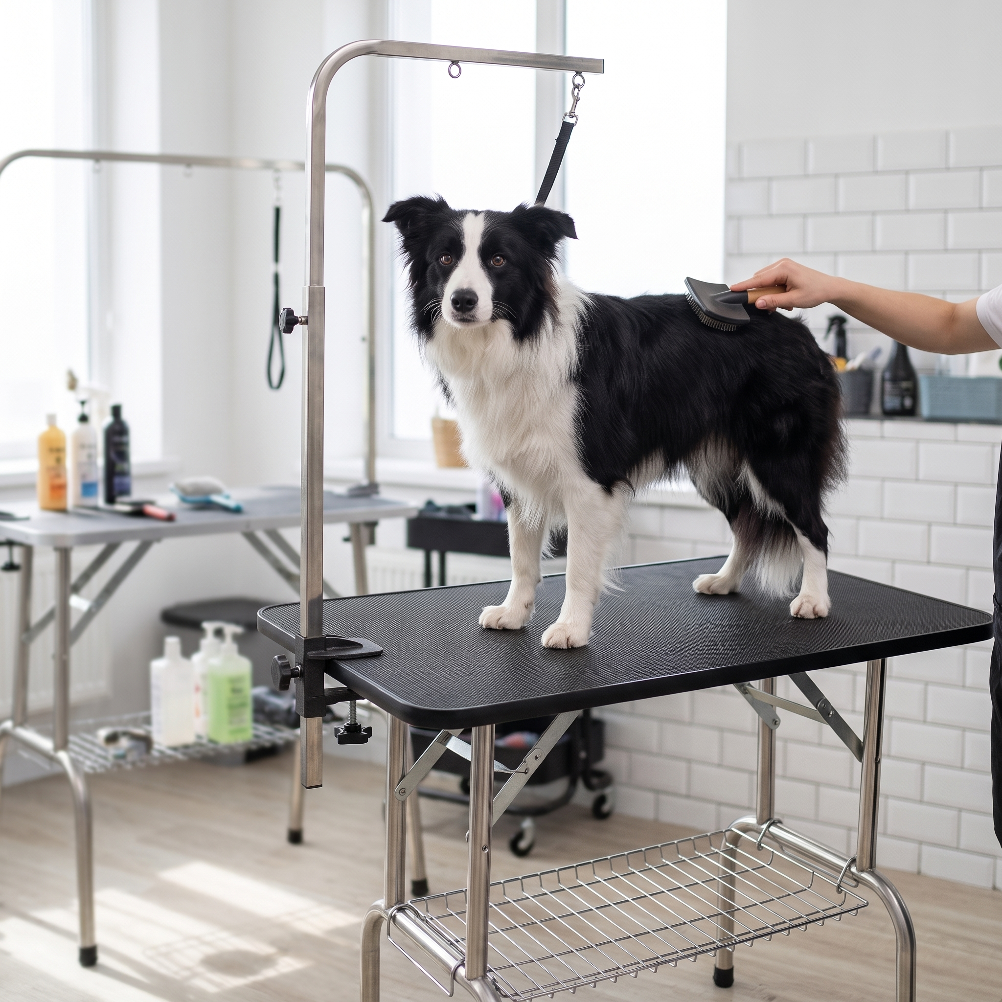 Foldable Pet Grooming Table with Adjustable Height