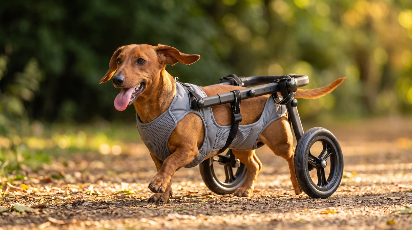 Bella · IVDD — dog using a Buddies wheelchair