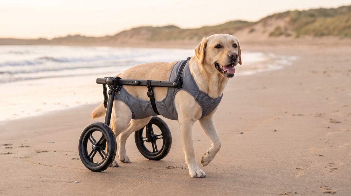 Rex · Hip dysplasia — dog using a Buddies wheelchair